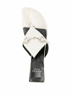 Gucci White 55 Horsebit Leather Sandals