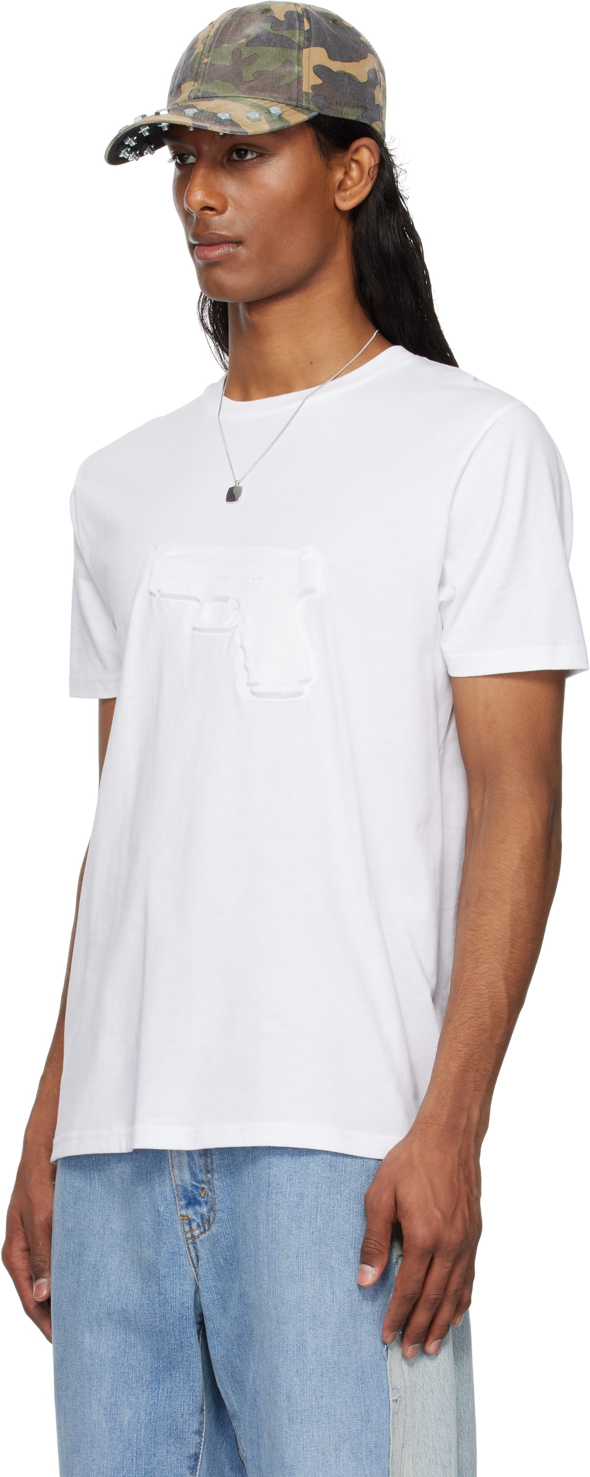 Ashley Williams SSENSE Exclusive White Embossed Gun Danny T-shirt