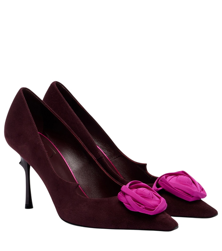 Photo: Roger Vivier Rose Vivier floral-appliqué suede pumps