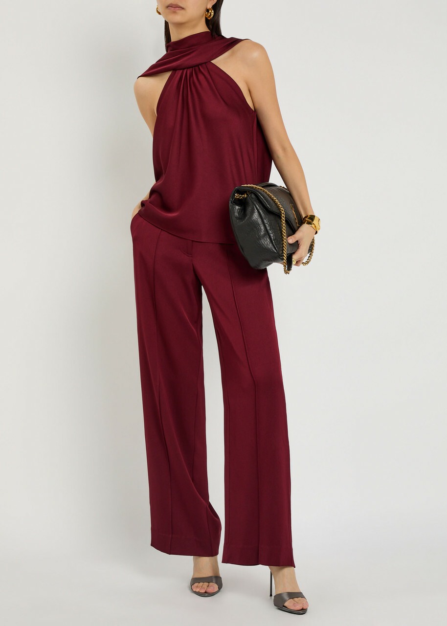 Simkhai Scarlett Cape-effect Satin top Red