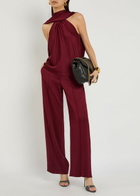 Simkhai Scarlett Cape-effect Satin top Red