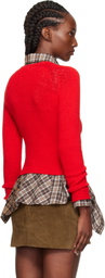 Acne Studios Red Cropped Crewneck Sweater