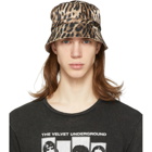 R13 Reversible Black and Khaki Silk Leopard Bucket Hat
