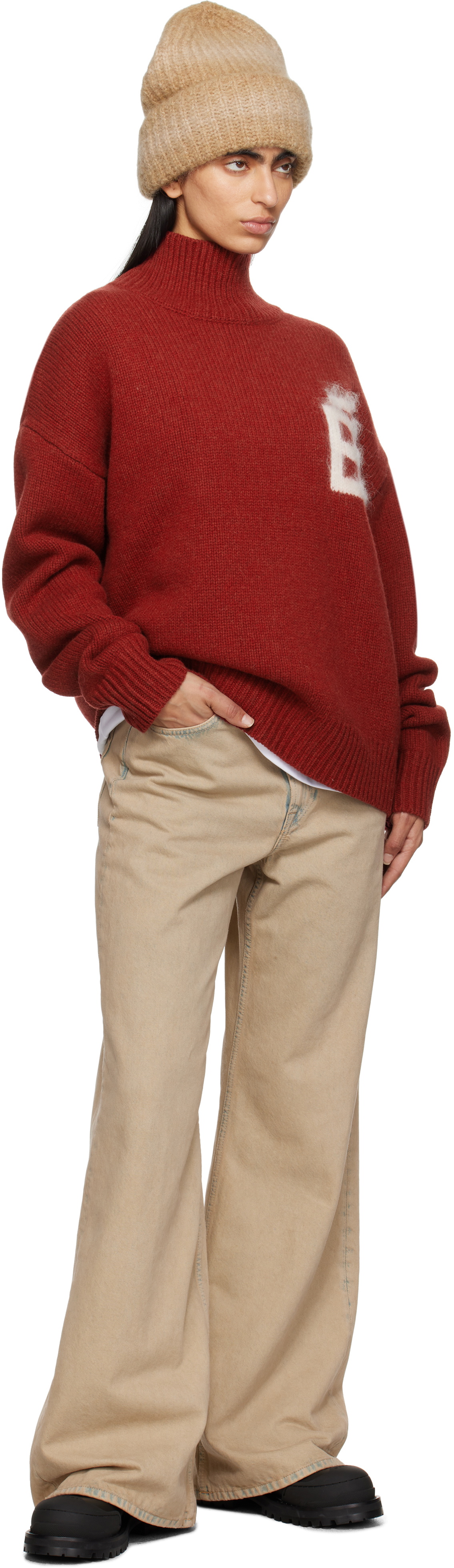 Études Red Recycled Wool Turtleneck