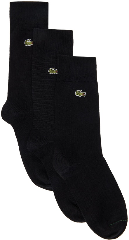 Photo: Lacoste Three-Pack Black Socks
