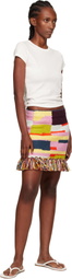 The Elder Statesman Multicolor Crochet Fringe Miniskirt