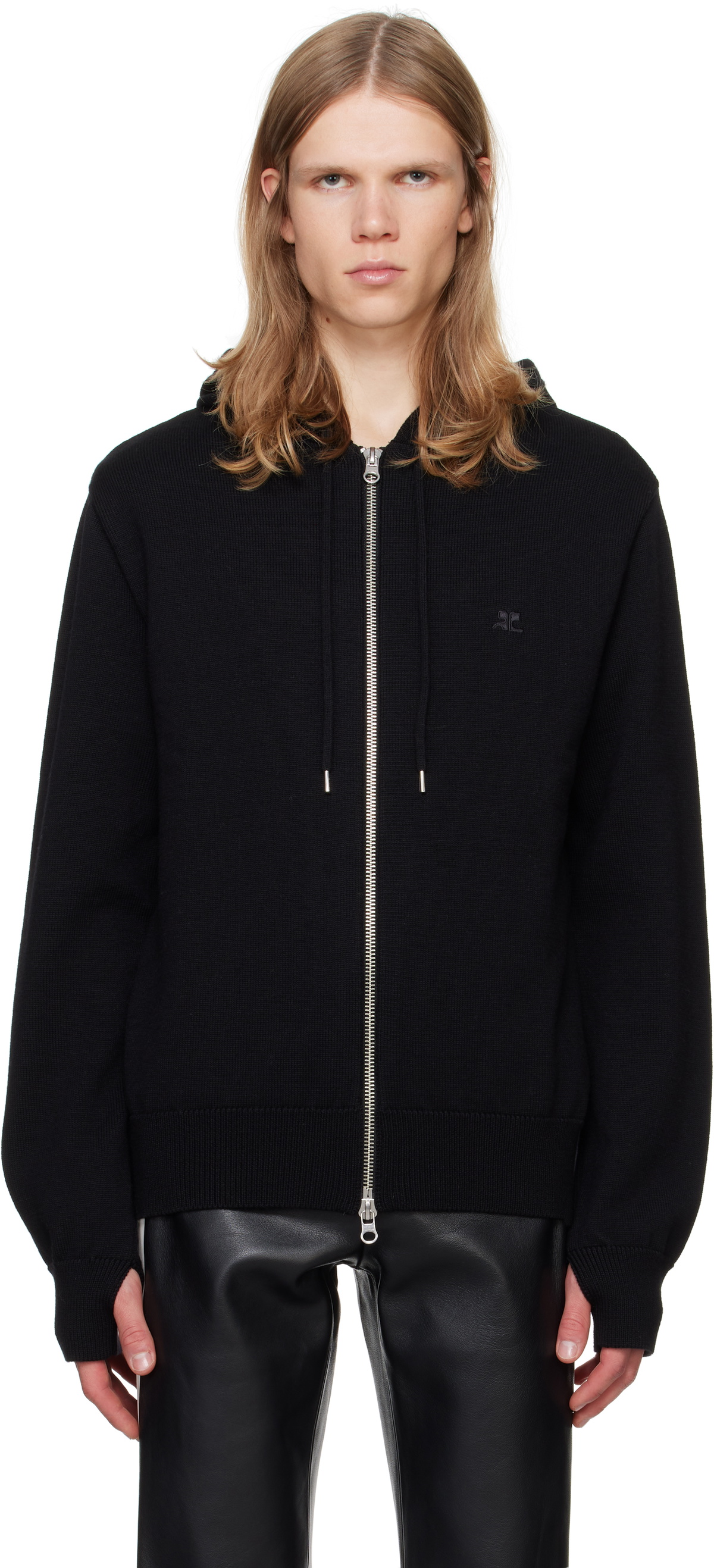 Courreges Courreges Courrèges Light wool black hooded sweater main image 1