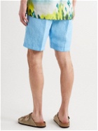 120% - Straight-Leg Linen-Gauze Drawstring Bermuda Shorts - Blue