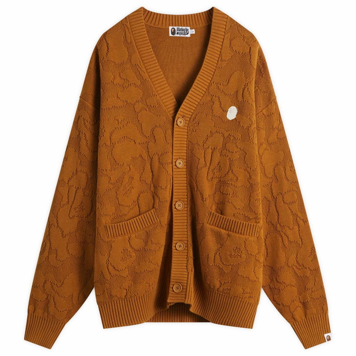 Photo: A Bathing Ape Men's Solid Camo Jacquard One Point Cardigan in Beige