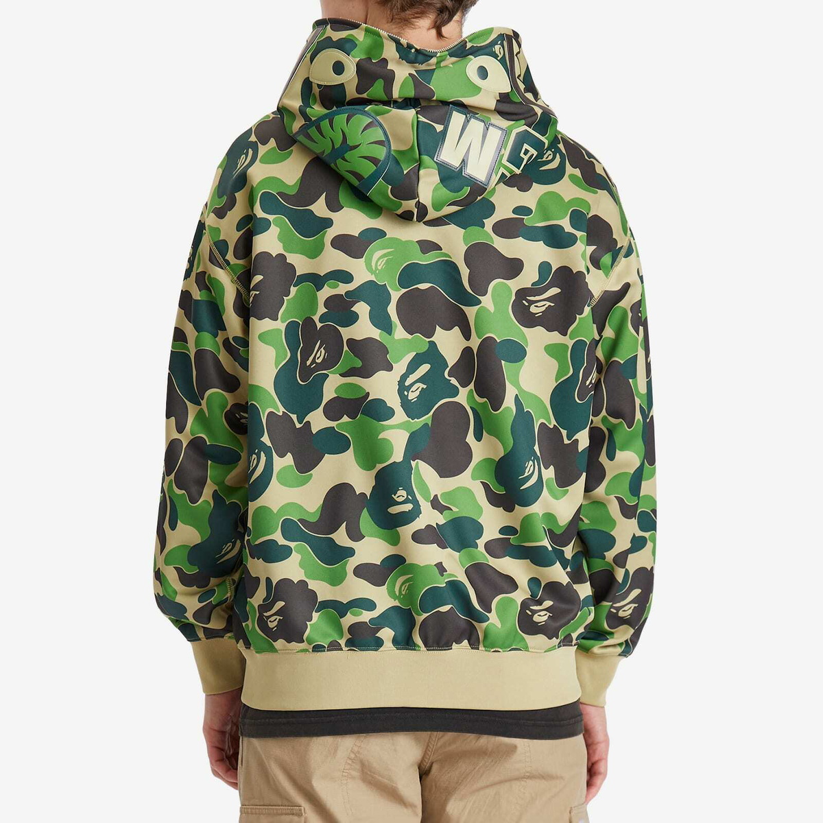 A Bathing Ape Men's Abc Camo Rayon Shark Full Zip Hoodie in Green