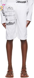 Marine Serre White Regenerated Graphic Shorts