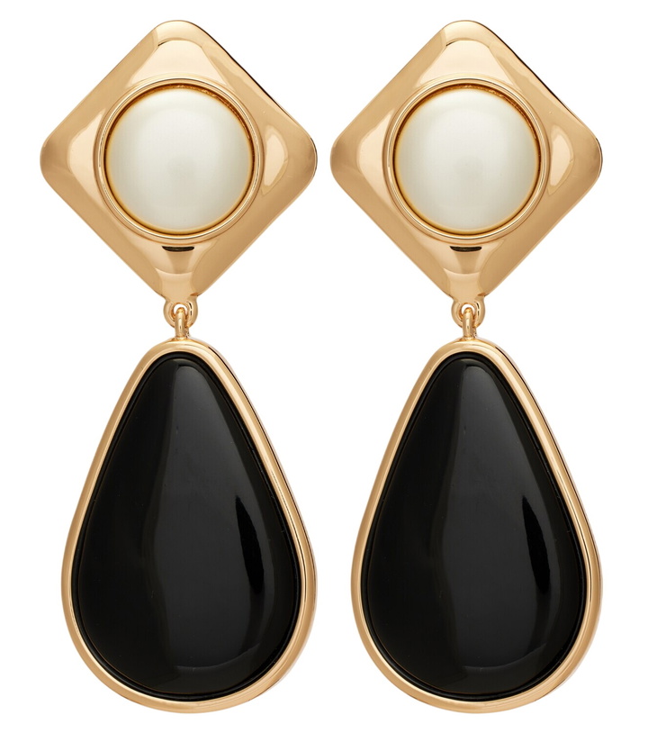 Photo: Self-Portrait Gold-plated drop earrings