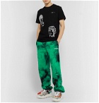 Off-White - Wide-Leg Tie-Dyed Loopback Cotton-Jersey Sweatpants - Green
