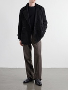 Stòffa - Double-Breasted Suede Jacket - Black