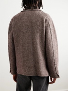 Kaptain Sunshine - Distressed Herringbone Wool Tweed Coat - Brown