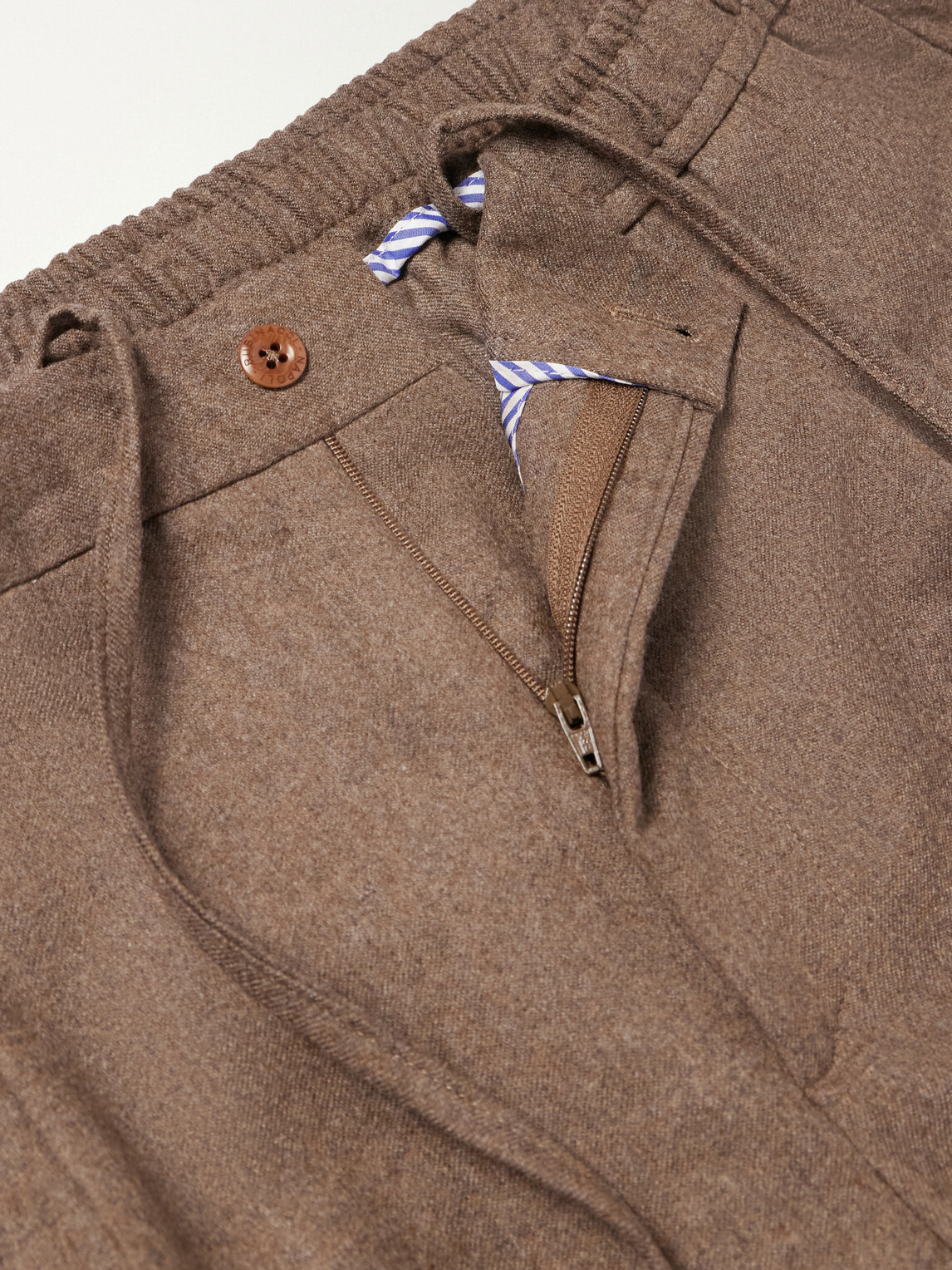 Rubinacci - Convertible Tapered Drawstring Virgin Wool-Flannel Trousers - Brown