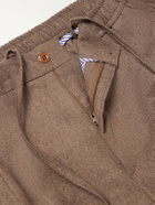 Rubinacci - Convertible Tapered Drawstring Virgin Wool-Flannel Trousers - Brown
