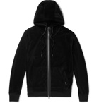 TOM FORD - Grosgrain-Trimmed Cotton-Blend Velour Zip-Up Hoodie - Black