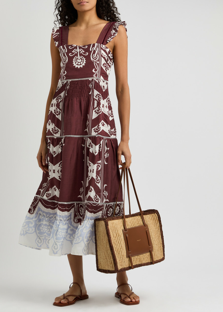 Lug Von Siga Sybill Printed Satin Midi Dress Red