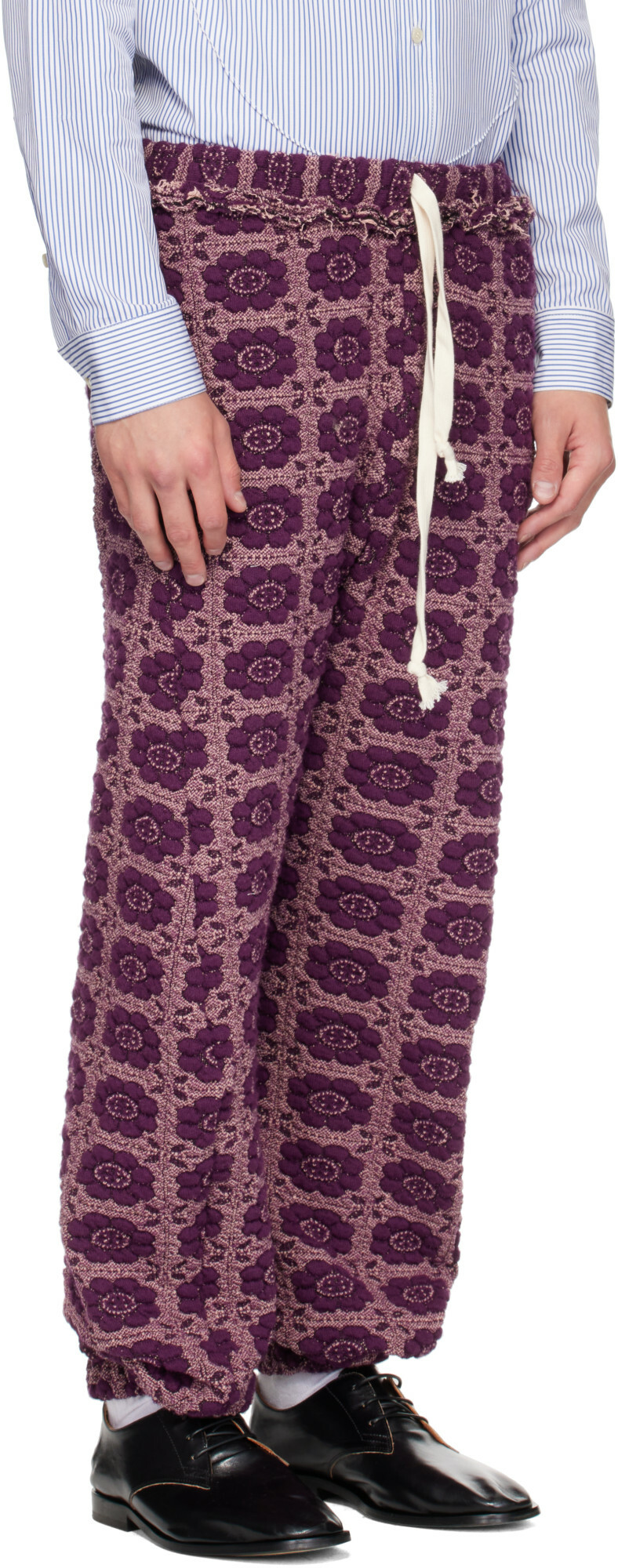 Edward Cuming Purple Vertical Garden Twisted Track Pants
