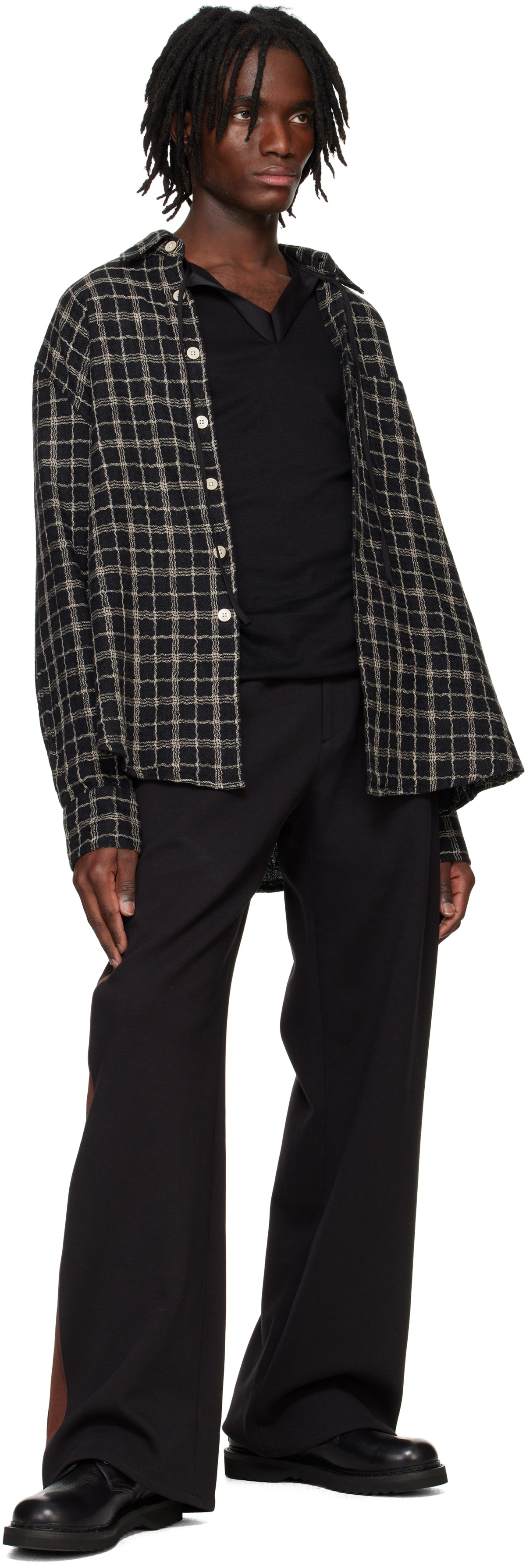 System Black Piping Detail Track Pants