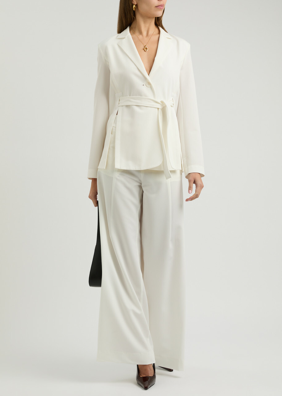 High Obedient Belted Jersey Blazer Cream
