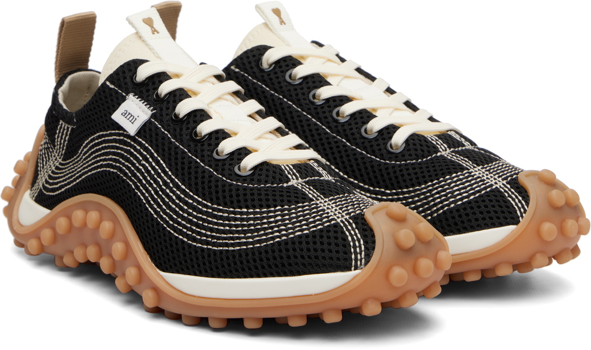 AMI Paris Black Mirage Mesh Sneakers