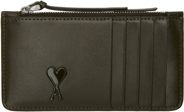 Photo: AMI Paris Khaki Leather Zipped Card Holder