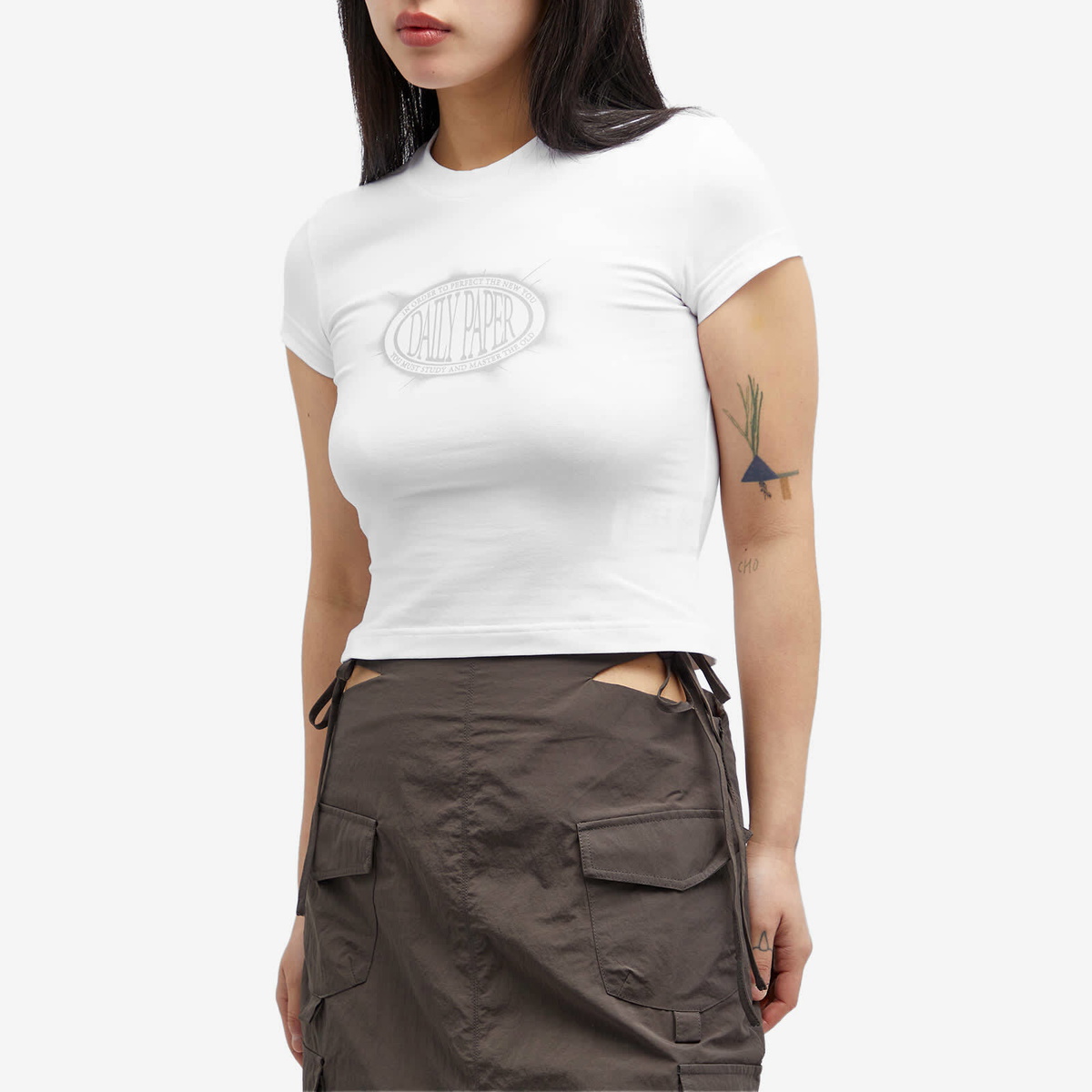 Daily Paper Women's Glow Cropped Short Sleeve T-Shirt in White