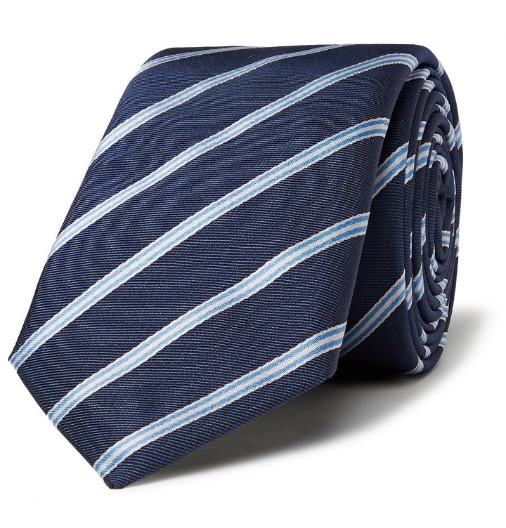 Photo: Hugo Boss - 6cm Striped Silk-Twill Tie - Navy