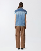Pinko Sleeveless Denim Jacket With Mini Studs Mid Wash