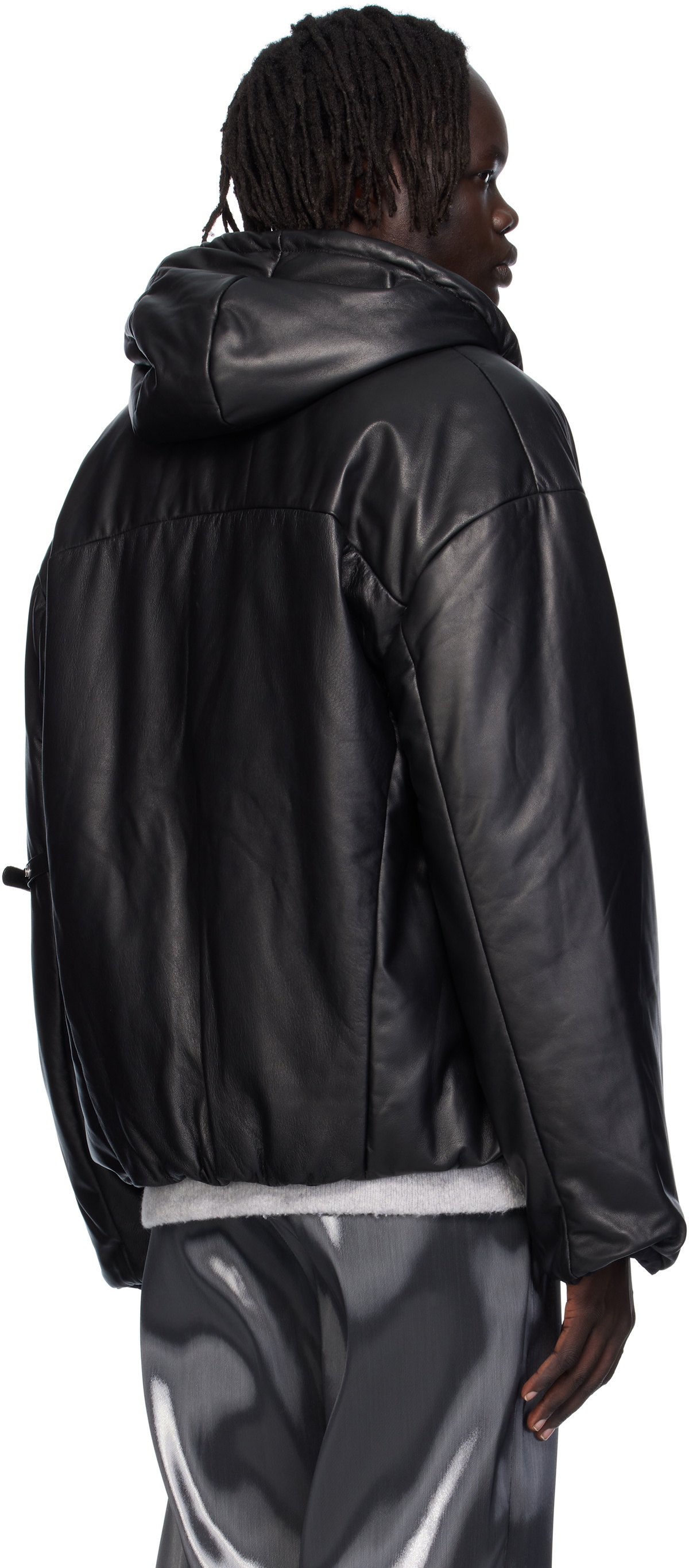 HELIOT EMIL Black Paralax Reversible Leather Jacket
