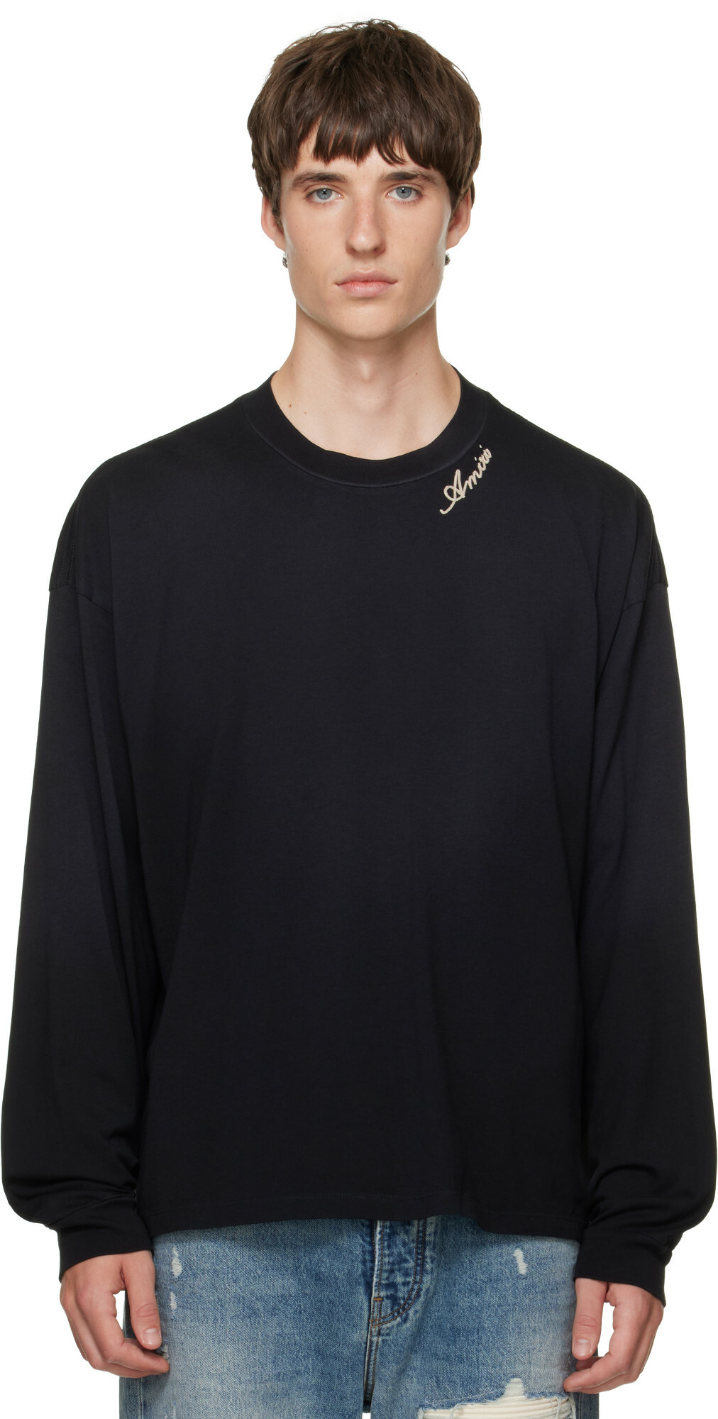 AMIRI Black 'AMIRI' Script Oversized Long Sleeve T-shirt