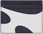 Ferragamo Navy & White Cut Out Card Holder