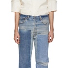 B Sides Indigo Reworked Three Patches Single Contrast Jeans