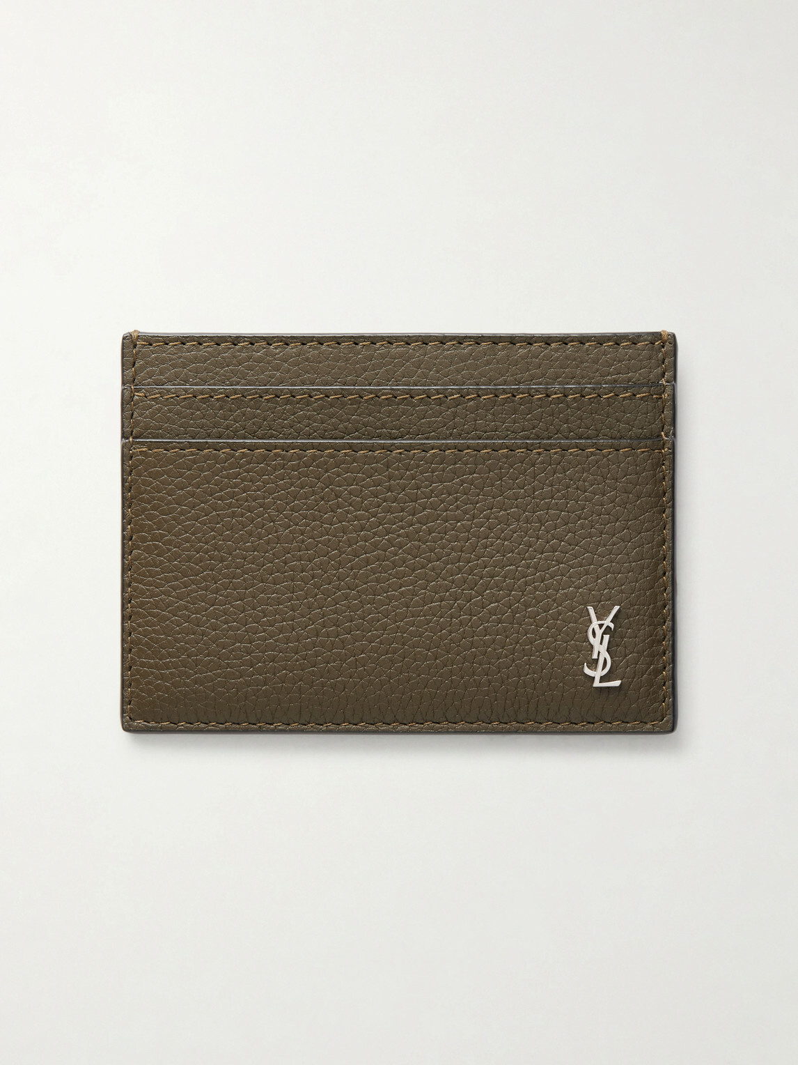 SAINT LAURENT - Tiny Cassandre Logo-Appliquéd Full-Grain Leather Cardholder