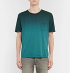 Saint Laurent - Distressed Dégradé Cotton-Jersey T-Shirt - Emerald