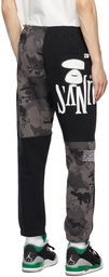 AAPE by A Bathing Ape Black Graphic Logo Lounge Pants