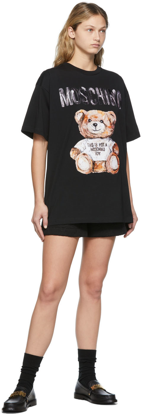 Moschino Black Radio Bear Logo T-Shirt Dress