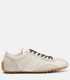 Tod's Suede-trimmed satin sneakers
