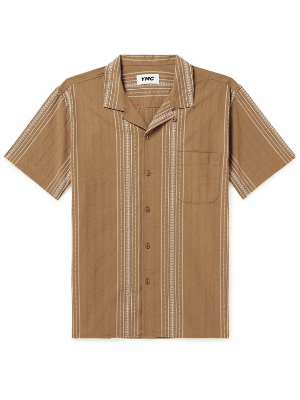 Photo: YMC - Malick Striped Cotton-Jacquard Shirt - Brown