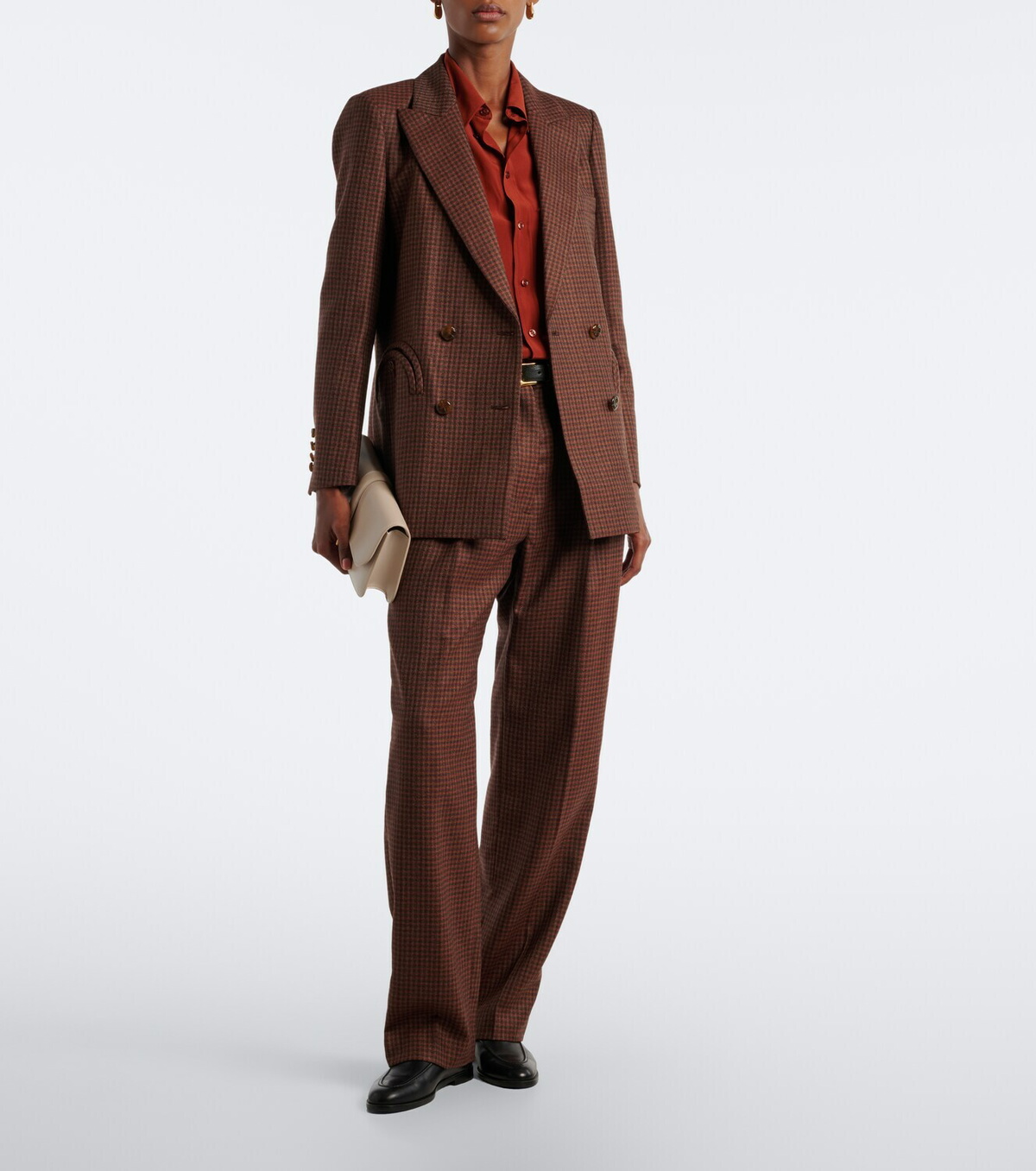 Blazé Milano Fox checked virgin wool straight pants