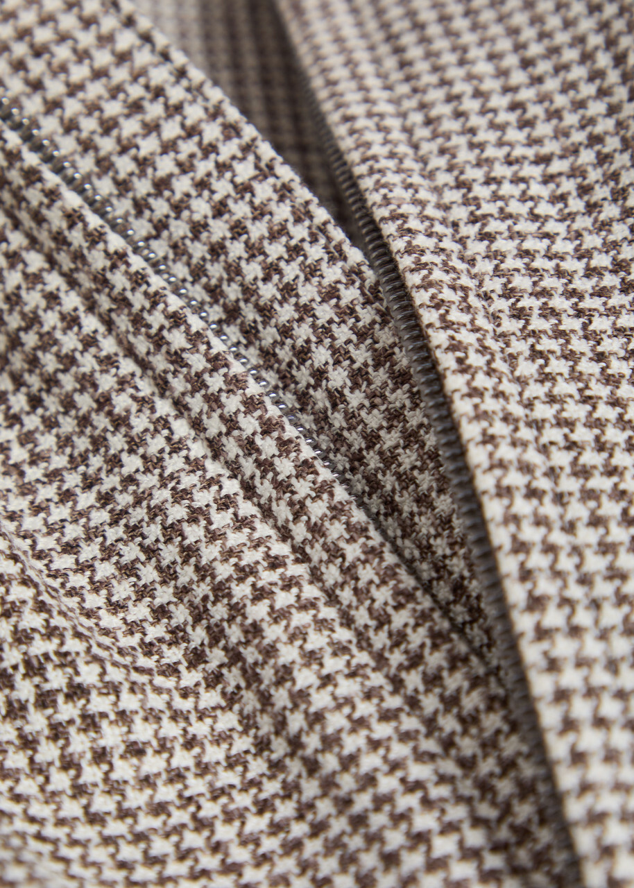 Herno Houndstooth Linen-blend Bomber Jacket Taupe