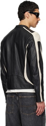 Diesel Black & Off-White L-Adam Leather Jacket
