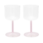HAY Tint Wine Glass - Set of 2 in Clear/Jade Light Pink 