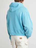 Cherry Los Angeles - Logo-Embroidered Paint-Splattered Cotton-Jersey Zip-Up Hoodie - Blue