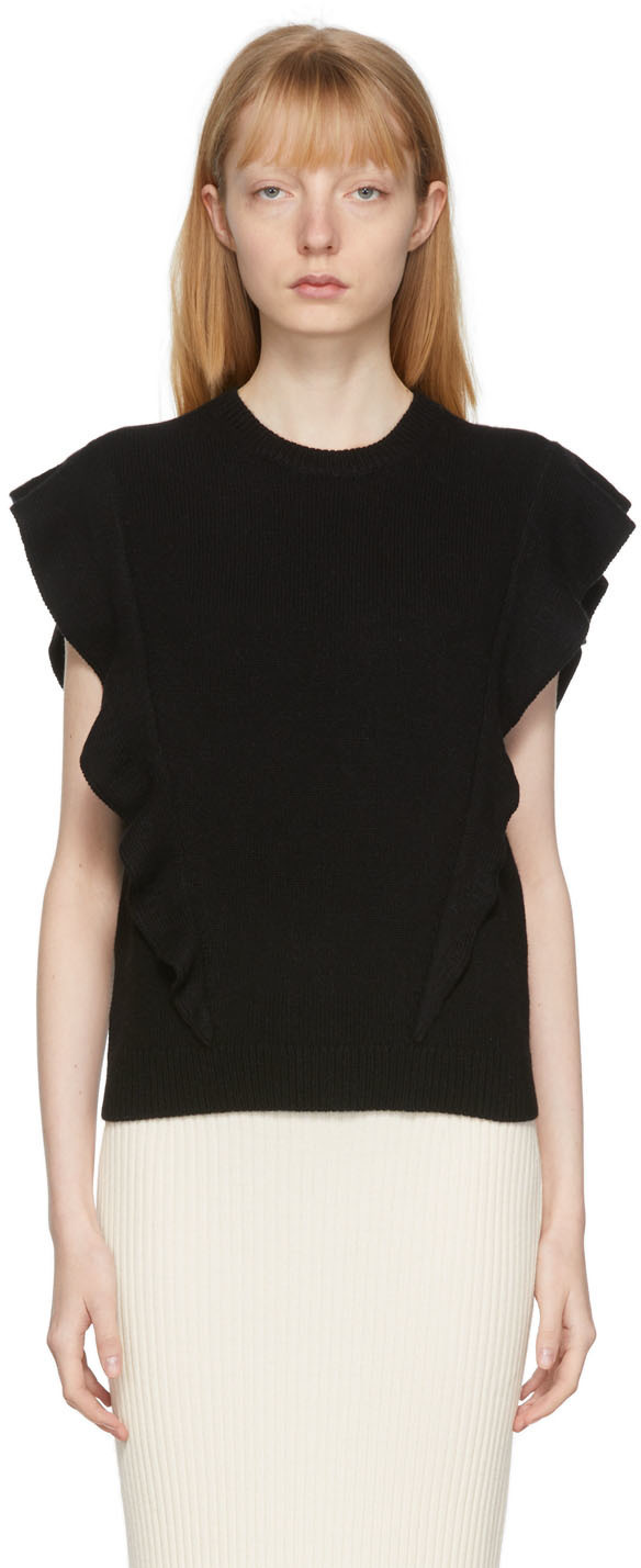 Chloé Black Ruffle Sleeveless Sweater Chloe