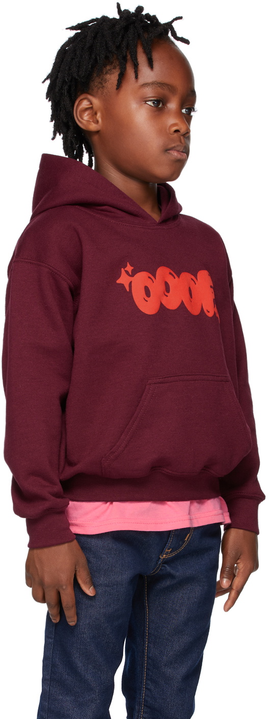 OOOF SSENSE Exclusive Kids Burgundy Puff Logo Hoodie