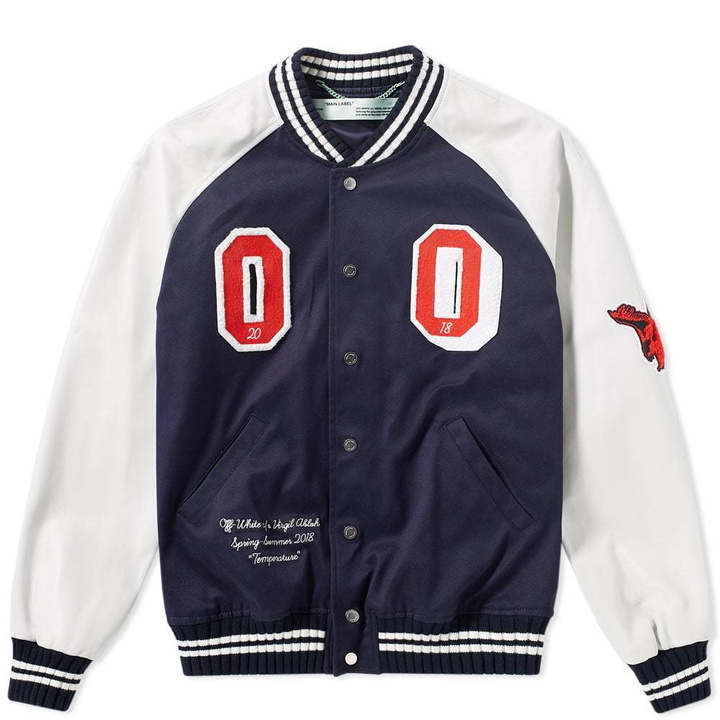 Photo: Off-White Patch Varsity jacket Blue