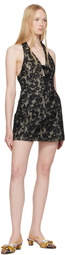 Yuhan Wang SSENSE Exclusive Black Bow Tied Lace Minidress